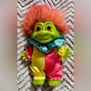 RUSS Troll Doll Green with Clown Costume 6 inches Tall